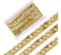 CABODYALS 13M 15mm Oro Paillettes Elastico Pizzo Paillettes Perline Trim Piatto Bling Paillette Glitter Elastico Bordo Nastro per Cucire Realizzazione Artigianato Confezionamento Regalo Fai Da Te Nata