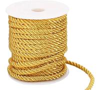 CABODYALS 17.3M 5mm Corda Decorativa Intrecciata Dorata Corda per Laurea Corda D'Onore A 3 strati In Nylon Seta Rifinitura Filo di Natale Corda In Raso per Handfasting Artigianato Tappezzeria Tenda La