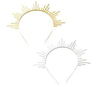 CABODYALS 2 pz. Corona con Alone di Dea del Sole in Oro e Argento con Fascetta A Forma di Raggio di Sole Punte di Angelo Celeste Fascia Rinascimentale per Cosplay Copricapo Fasce per Capelli da D