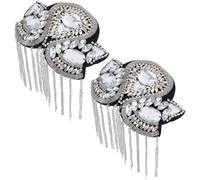 CABODYALS 2 pz Nappe Argentate Spalline Strass Scintillantis A Forma di Fiore Applique Catena A Maglie Glitter Frange Distintivo Decorativo Vintage per Accessori Abbigliamento Donna Abiti Da Sposa Fes