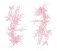 CABODYALS 2 pz Rosa 3D Floreale Pizzo Applique Ricamato Vintage Fiore Tessuto Toppe Da Cucire su Poliestere Scollatura Garza Appliques per Cucire Realizzare Abiti Zaini Decorazione Abbigliamento Acces
