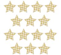 CABODYALS 20 pz Toppa Ricamata A Forma di Stella Gialla Stelle A ScacCHIS Toppe Da Stirare Mini Pentagramma Ricamato Distintivo di Riparazione Applique per Cucire Realizzare Vestiti Jeans Camicie Abbe