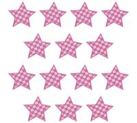 CABODYALS 20 pz. Toppe Termoadesive A Forma di Stelle A ScacCHIS Da Cucire Mini Pentagramma Ricamato Distintivo di Riparazione Applique Toppa Ricamata A Forma di Stella Rosa per Cucire Realizzare Vest