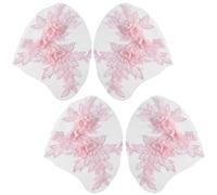 CABODYALS 4 pz Pizzo Fiore Applique Rosa Poliestere 3D Floreale Ricamo Applique Vintage Solido Ricamato Cucire su Tulle Percorsi per Cucire Fare Abiti Compleanno Matrimonio Camicia Gonne Fornitura