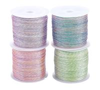 CABODYALS 4 Rotolo 218 Iarde 0.4MM Glitter Filo Da Ricamo Colorato Shimmer Natale Metallico Corda Poliestere Tinsel Corda Corda All'Ingrosso con Bobina per Cucire Realizzazione Artigianato Perline Col