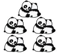 CABODYALS 5 pz Nero Bianco Carino Animale Toppe Stirare su Cartone Animato Panda Orso Cucire su Riparazione Applique Ricamato Fauna Selvatica Toppa Emblema All'Ingrosso per Cucire Fare Vestiti Jeans C