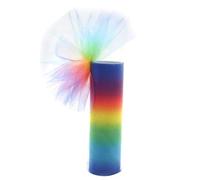 CABODYALS 8.23M 150mm Rotoli di Tulle Colorato Tessuto di Tulle A Rete Gradiente Tessuto di Rete In Poliestere Trasparente Nastro A Rete Arcobaleno Rotoli Alla Rinfusa con Bobina per Cucire Realizzare