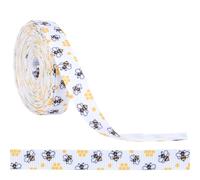 CABODYALS 9.14M 10mm Nastro Stampato Ape Bianco Giallo Sottile Primavera Stampato Nastro Poliestere Api Modello Grosgrain Tessuto Nastri Rotolo Alla Rinfusa per Cucito Realizzazione Artigianato Confez