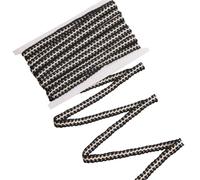 CABODYALS 9.14M 12mm Gimp Braid Trim Tappezzeria Cotone Metallico Tessuto Passamanerie Nero Bianco Argento Intrecciato Pizzo Bordo Tessuto Nastro per Gioielli Creazione Artigianato Cucito Tende Stoffa