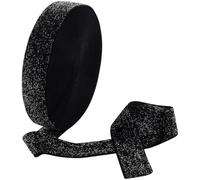 CABODYALS 9.14M 25mm Nastro di Velluto Nero Metallizzato Shimmer Nastro Glitter Argento Monofacciale Nastro In Poliestere Morbido Tessuto Nastri Da Cucito Bundle per Realizzare Confezioni Regalo Artig