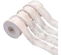 CABODYALS Circa 18.28 m 40mm Nastro di Perle Bianche per Confezioni Regalo Perle Nastro di Perline CHISffon Organza Pizzo Fiore Nastro Finiture per Confezioni Regalo Bouquet Floreali Matrimonio Festa