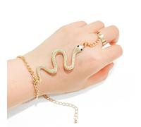CABODYALS Lega Oro Serpente Bracciale Nappa Goth Rock Serpente Punk Vintage Anello Dito Collegamento Polso Benedetto Animale Mano Catena Dorata Buona Fortuna Bracciale per Donne Patry Regali Gioielli