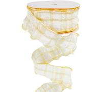 CABODYALS Nastro A Quadri Gialli e Bianchi Da 20 metro e 1.5 pollici, con Bordo Arricciato, Doppio Lato, Colore Brillante, A Quadretti, per Picnic, Nastri per Confezioni Regalo, Fiocchi, Ghirlande, Bo