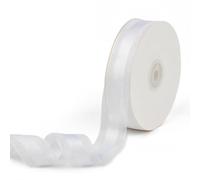 CABODYALS Nastro di Organza Trasparente Bianco Largo 45.72 m, 25mm, Trasparente, in Chiffon A Righe, con Bordo in Raso, in Tessuto, Nastri per Cucito, Artigianato, Bouquet di Fiori, Confezioni Regalo