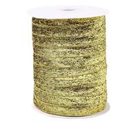 CABODYALS Nastro di Velluto Glitterato Dorato da 45.72 m 9.5mm con Paillettes Metalliche Lucide Striscia di Rifinitura A Faccia Singola con Bobina Nastri Natalizi per Cucire Realizzare Decorazio