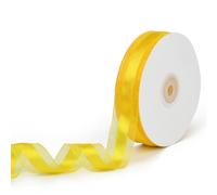 CABODYALS Nastro Trasparente Giallo Largo 45.72 m, 25mm, in Chiffon Trasparente, Voile, Organza A Righe, Filato, Tessuto, Nastri Sfusi con Bordo in Raso per Cucito, Artigianato, Confezioni Regalo, Bo