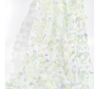 CABODYALS Tessuto In Pizzo A Farfalla 3D, 0.91 m, Rete Da Ricamo, Verde Sfumato, Applique Floreale, Garza In Poliestere, Tulle Ricamato, per Cucire, Realizzare Vestiti, Veli per Abiti Da Sposa, Decora