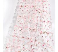 CABODYALS Tessuto In Pizzo A Farfalla Rosa 3d 0.91M Ricamo Tulle Garza Rete Gradiente Applique Floreale Ricamato Maglia Tessuto In Poliestere per Velo Da Sposa Decorazione di Compleanno Forniture Arti
