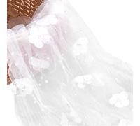 CABODYALS Tessuto In Rete Ricamato Floreale Bianco 0.91D Da 3 m, Perle Finte, Tulle Trasparente, Fiori Romantici In Nylon, Applique, Ricamo, Garza, per Cucire, Realizzare Decorazioni Nuziali, Confezio