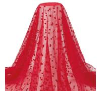 CABODYALS Tessuto In Tulle Rosso A Forma di Cuore Da 91cm e 140cm con Cuoricini Tessuto In Pizzo di Nylon Largo e Leggero per Cucire Realizzare Veli Da Sposa Gonne per Feste di Nozze Decorazioni Fai D