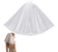 CABODYALS Velo Da Sposa Bianco Corto In Tulle Multistrato, Copricapo con Pettine per Capelli, Staccabile, Stile Semplice Ed Elegante, Veli con Bordo Tagliato per Donna, Regali per La Sposa, Matrimonio