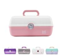 Caboodles On-The-Go Girl Makeup Box, scatola organizer per trucchi in plastica rigida, specchio integrato, chiusura sicura per viaggi sicuri, spaziosa conservazione per oggetti di grandi dimensioni,