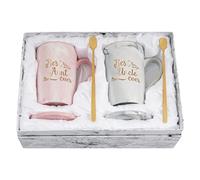 Cabtnca Tazza regalo per zia e zio, con scritta in lingua inglese "Best Aunt Uncle Ever", per compleanno, Natale, festa della mamma, festa del papà, per zie e zii da nipote, 396,9 g, rosa e bianco