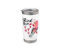 Cacatua dal petto rosa - Pappagallo Uccello Mamma Acquerello Bicchiere termico in acciaio inox doppia parete