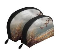 Caccia alle anatre selvatiche volanti, Borsa per trucco a conchiglia Portamonete da donna Borsa da toilette piccola Borsa per cosmetici 2 pezzi