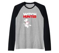 Caccia alle Streghe Halloween Stregoneria Amante Divertente Cacciatore di Streghe Maglia con Maniche Raglan