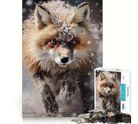 Caccia invernale alla volpe rossa nella neve Puzzle da 1000 pezzi Gioco di concentrazione mentale Design a incastro preciso Sfida interattiva per il cervello per la casa (38x52cm)
