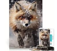 Caccia invernale alla volpe rossa nella neve Puzzle per ragazzi da 1000 pezzi Gioco di memoria Incastro perfetto,nessun pezzo si stacca Ideale per i viaggi Gioco per allenare la mente Regalo (50x75cm)