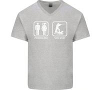 Caccia " Problem Solved " Divertente Cacciatore Uomo Scollo A V Cotone T-Shirt