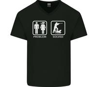 Caccia " Problem Solved " Divertente Cacciatore Uomo Scollo A V Cotone T-Shirt