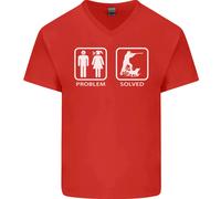 Caccia " Problem Solved " Divertente Cacciatore Uomo Scollo A V Cotone T-Shirt