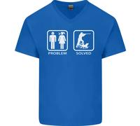 Caccia " Problem Solved " Divertente Cacciatore Uomo Scollo A V Cotone T-Shirt