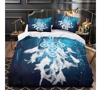 Cacciatore di sogni 3D Stampa Coperta Letto 3pz Microfibra Lavabile Decorazioni fantasy Coperteletto 2 federe Resistente Adolescenti Adulti Giovani Double（200x200cm）