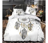 Cacciatore di sogni copripiumino Set di 3 Pezzi morbida microfibra stampa di 3D con federa decorazione per la camera da letto Tribale nativa Set Di Copripiumino for adulti e coppie Single（140x200cm）