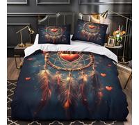 Cacciatore di sogni copripiumino Set di biancheria da letto 3 Pezzi morbida motivo 3D incluso federe con cerniera decorazioni a tema cuore Set Di Copripiumino for coppie e ragazzi Single（140x200cm）