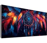Cacciatore di Sogni Diamond Painting Kit Completo, Diamond Painting Bambini Feather, 5D Diamantini Crystal Art Ricamo a Croce, DIY Disegni con Perline da Attaccare, Decorazione per Casa 40x70cm C2-365