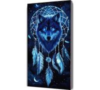 Cacciatore di sogni Dipingere con i Numeri Lupo Dipingere con i Numeri Adulti con Telaio 30x60cm, DIY Olio Painting by Numbers Kit, Vernice Acrilica Pennelli Decora la Casa Ragazze Regalo LE-362