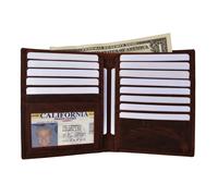 Cacciatore Marrone Rfid Blocco Vera Pelle Bifold Hipster Portafoglio