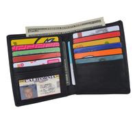 Cacciatore Marrone Rfid Blocco Vera Pelle Bifold Hipster Portafoglio