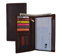 Cacciatore Marrone Rfid Blocco Vintage IN Vera Pelle Uomo Libretto Degli Assegni