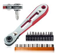 Cacciavite a Cricchetto, Cacciavite Angolare Magnetico 110 mm con 10 Punte e Chiave a Bussola Chiave a Cricchetto Mini per Gadget Domestici
