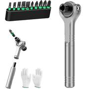 Cacciavite magnetico universale a cricchetto, mini set a cricchetto, in lega di acciaio a 180°, testa flessibile, kit con asta di estensione e spazio per punte, per riparazioni domestiche, fai da te