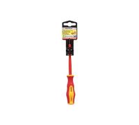 Cacciavite piatto isolato certificato VDE 1.000 V. Misura 0,8 x Ø 4,0 x 100 mm. Cacciavite di sicurezza Elettricista