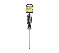 Cacciavite piatto stampato acciaio S2 manico TPR bimateriale. Dimensioni: 1,0 x 5,5 x 125 mm. DIN5265