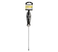 Cacciavite piatto stampato acciaio S2 manico TPR bimateriale. Dimensioni: 1,0 x 5,5 x 150 mm. DIN5265