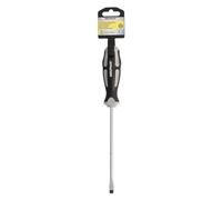 Cacciavite piatto stampato acciaio S2 manico TPR bimateriale. Dimensioni: 1,2 x Ø 6,5 x 150 mm. DIN5265